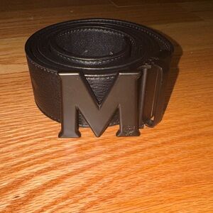 MCM Black Leather Belt